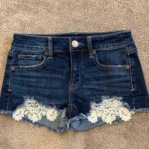 American Eagle Lace Detailed Denim Shorts